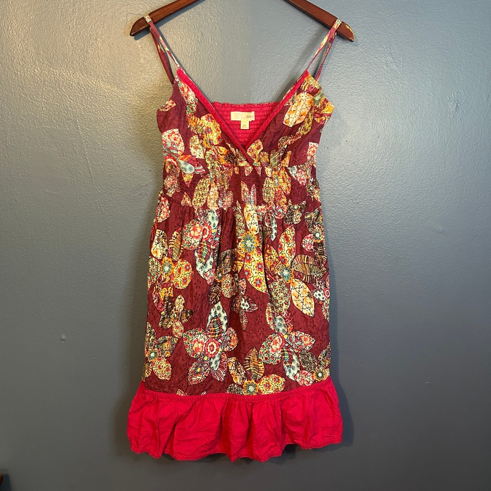 Faith 21 Babydoll Top Boho Floral Cottagecore Smocked Women 2X Pink Multicolor